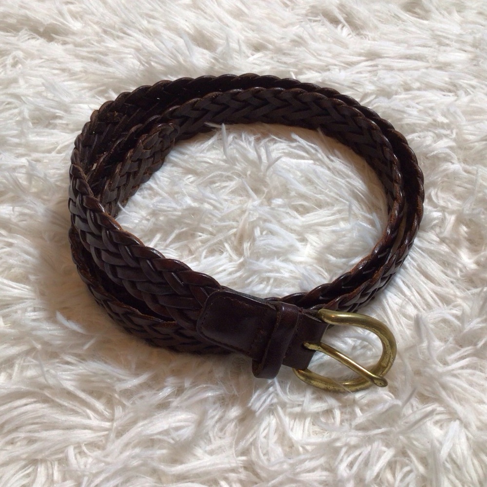 Vintage Coach Braided Leather Mocha Belt 40 XL 100cm 3854 Brass Vtg Classic Prep